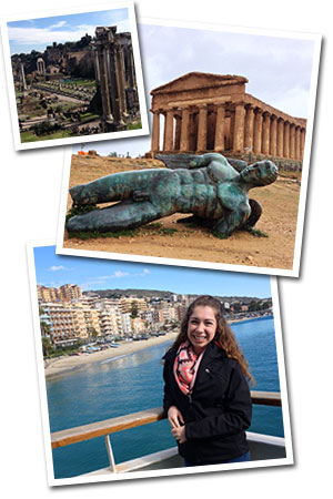 Three photos of Amanda Hinkle in Rome