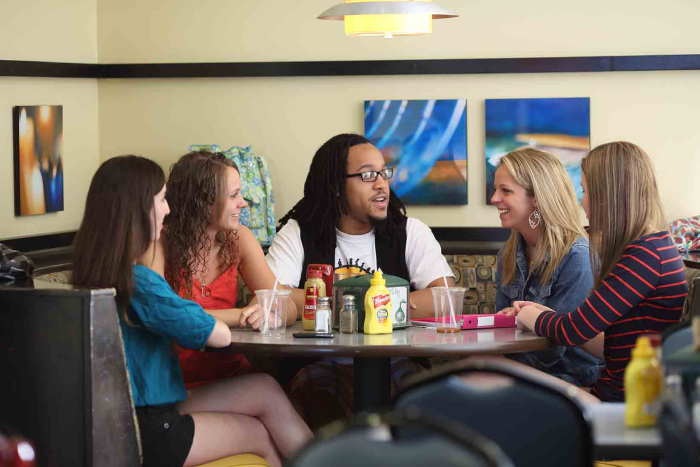 students dining